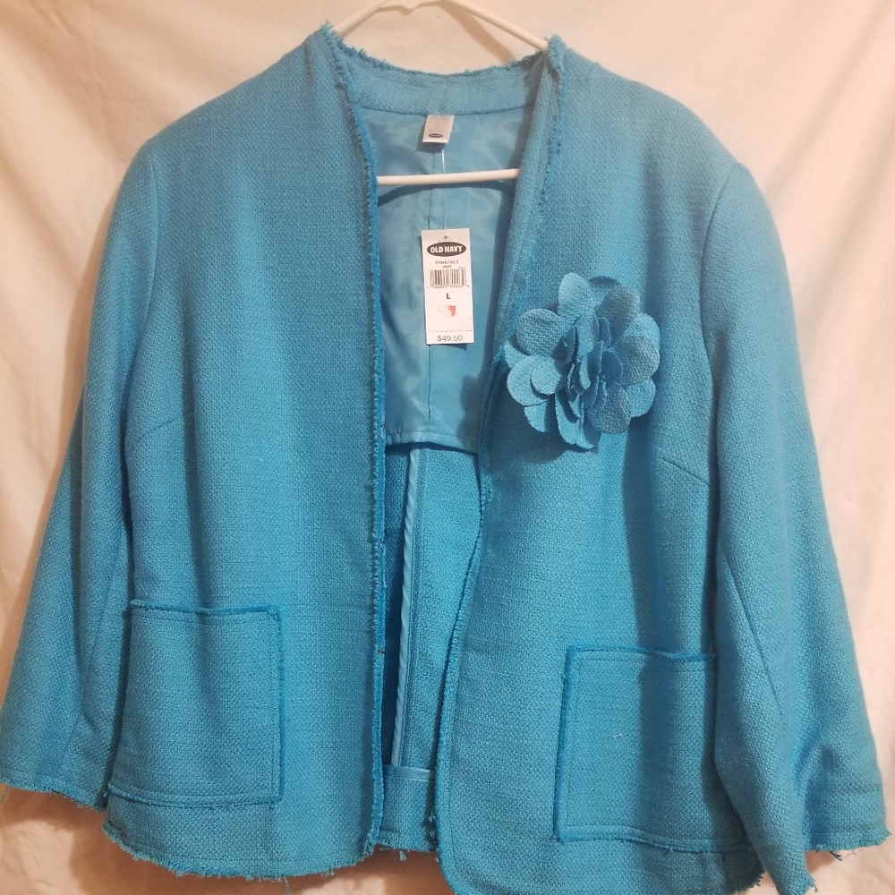 Baby Blue Old Navy Jacket with Blue Flower NWT